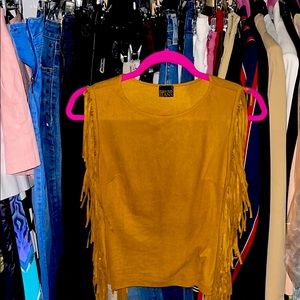 Plein Sud Jeans ultra suede top with fringe detail